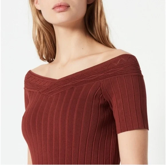 Sandro Paris Lottie Knit Fit & Flare Dress in Cinnamon  Size FR 40 (US 8)